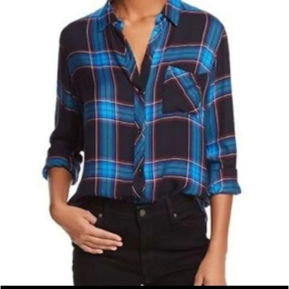 Rails Tops - Rails Hunter Plaid Shirt in Azure Midnight Ruby, Size Small